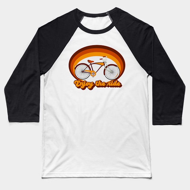 Lispe Enjoy the Ride Retro 70s Bicycle Baseball T-Shirt by Lispe